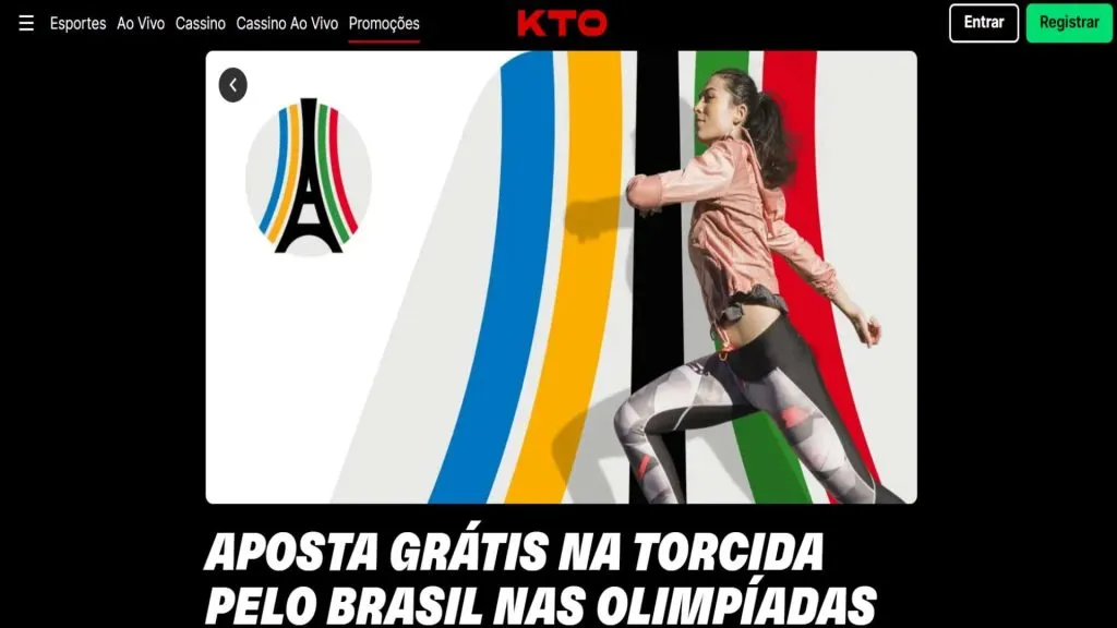Captura de tela mostrando uma promoção da KTO em seu site. Diz 