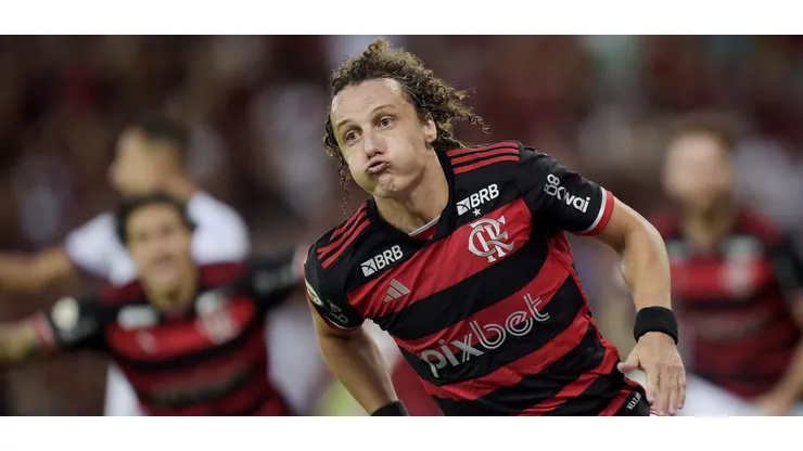 David Luiz jogador do Flamengo comemora seu gol durante partida contra o Bahia no estadio Maracana pelo campeonato Brasileiro A 2024