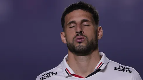 Calleri, jogador do São Paulo, durante partida contra o Nacional (URU), no MorumBis, pela Copa Libertadores.