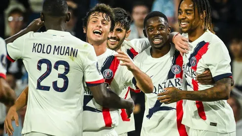 2XTYDYD Le Havre, France, France. 16th Aug, 2024. Ousmane DEMBELE of PSG celebrate his goal with teammates during the Ligue 1 match between Le Havre AC and Paris Saint-Germain (PSG) at Oceane Stadium on August 16, 2024 in Le Havre, France. (Credit Image: © Matthieu Mirville/ZUMA Press Wire) EDITORIAL USAGE ONLY! Not for Commercial USAGE! Credit: ZUMA Press, Inc./Alamy Live News