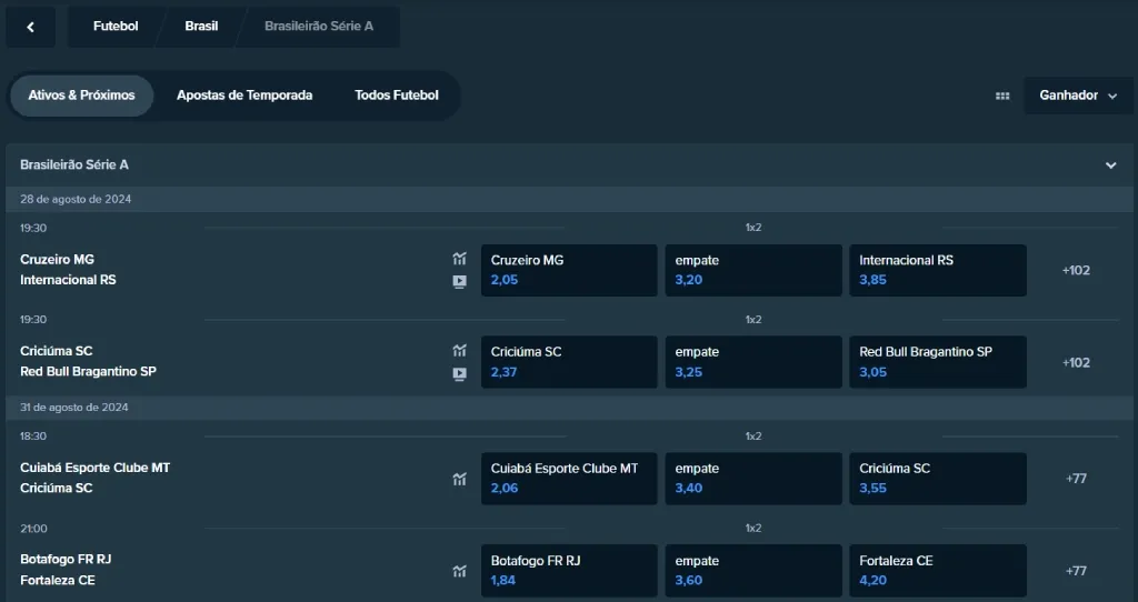 A imagem é uma captura de tela do site da Stake Brasil que mostra como é apostar em futebol na página.