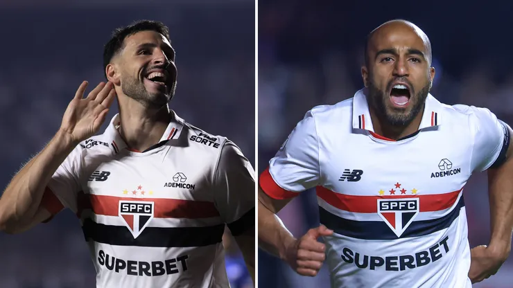 Calleri e Lucas, jogadores do São Paulo. Foto: Marcello Zambrana/AGIF