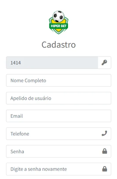 Captura de tela mostrando o formulário de cadastro da Hiperbet na versão móvel da página web.