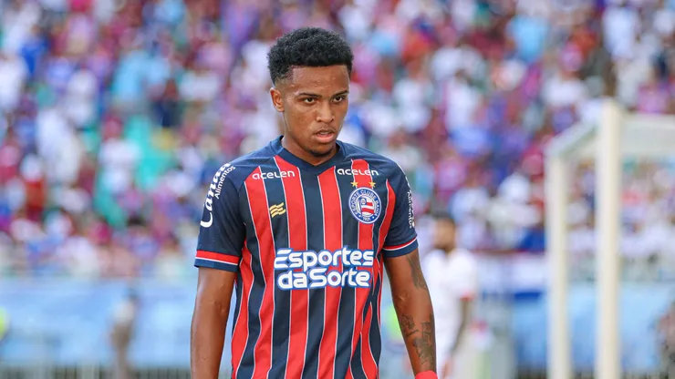 Kayky jogador do Bahia durante partida contra o Vitoria no estadio Arena Fonte Nova pelo campeonato Baiano 2023. Ponta teve destino revelado