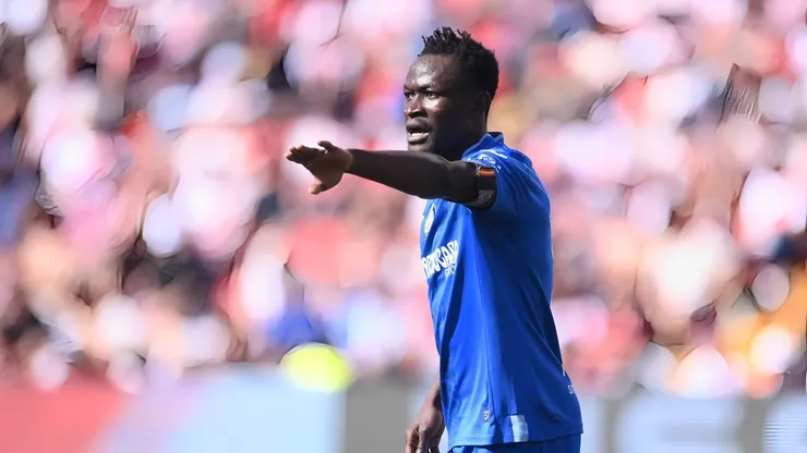 Dakonam Djene of Getafe CF reacts during the LaLiga EA Sports match between Rayo Vallecano and Getafe CF at Estadio de Vallecas on April 13, 2024 in Madrid, Spain. (Photo by Denis Doyle/Getty Images)
