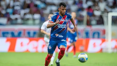 Lucho Rodriguez jogador do Bahia durante partida contra o Internacional no estádio Arena Fonte Nova pelo campeonato Brasileiro A 2024. Uruguaio durante jogo do time.