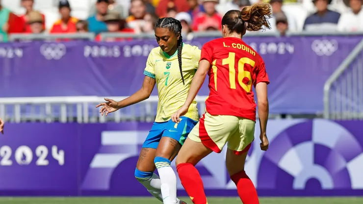 Seleção Feminina enfrentando a Espanha no estádio Matmut Atlantique, em Bourdoux, nas Olimpíadas em Paris 2024. Foto: Rafael Ribeiro/CBF