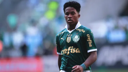 Endrick jogador do Palmeiras durante partida contra o Flamengo no estadio Arena Allianz Parque pelo campeonato Brasileiro A 2024. Centroavante em partida pelo Verdão