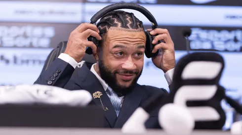 Memphis Depay durante sua apresentacao oficial como jogador do Corinthians em coletiva de imprensa realizada no Arena Corinthians. Centroavante deve fazer sua estreia logo mais
