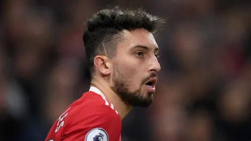 Manchester United looks on during the Premier League match between Manchester United and Tottenham Hotspur at Old Trafford on March 12, 2022 in Manchester, England.