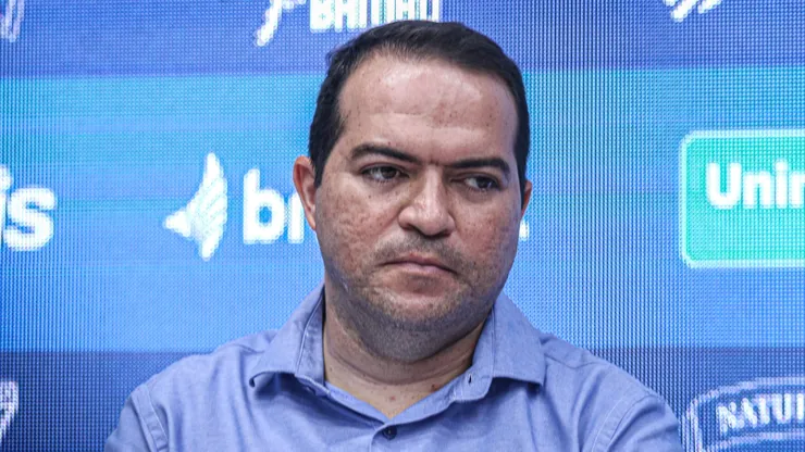 Marcelo Paz durante apresentação oficial do Goleiro João Ricardo como jogador do Fortaleza em coletiva de imprensa realizada no Estádio Alcides Santos. Foto: Lucas Emanuel/AGIF