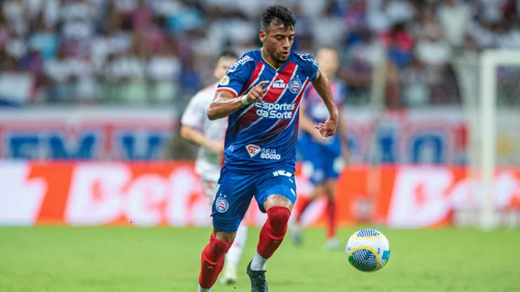 Lucho Rodriguez jogador do Bahia durante partida contra o Internacional no estadio Arena Fonte Nova pelo campeonato Brasileiro A 2024.