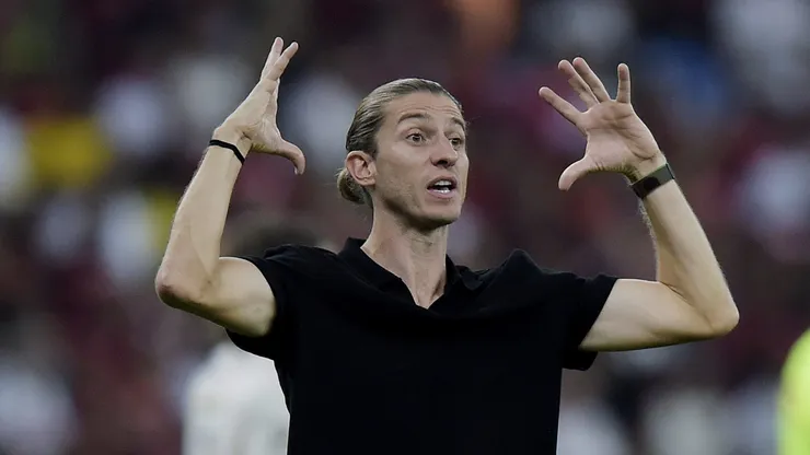 Filipe Luís, técnico do Flamengo, durante partida contra o Corinthians, pela Copa do Brasil.