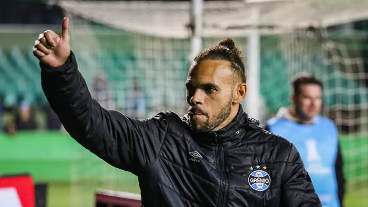 Braithwaite, jogador do Grêmio, durante partida contra o Fluminense, pela Copa Libertadores.