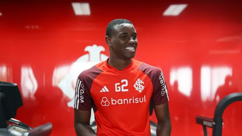 Ricardo Mathias, atacante do Internacional, durante sessão de treinamento.