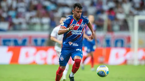 Lucho Rodriguez jogador do Bahia durante partida contra o Internacional no estádio Arena Fonte Nova pelo campeonato Brasileiro A 2024.