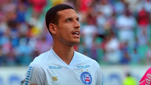 Gabriel Xavier, jogador do Bahia, antes da partida contra o Goiás, pelo Campeonato Brasileiro de 2023.