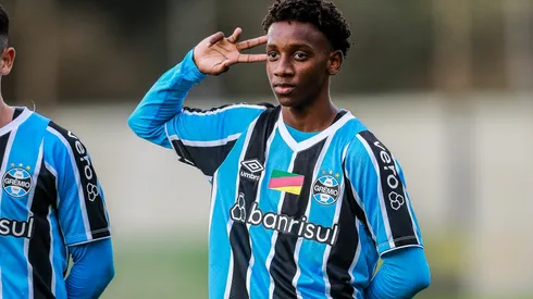 O jogador Gabriel Mec durante partida entre Gremio x Cruzeiro pelo campeonato Brasileiro Sub-20 no Ct Presidente Helio dourado. Gabriel Mec.