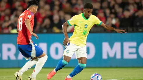 Abner jogador do Brasil durante partida contra o Chile no estadio Nacional pelo campeonato Eliminatorias Copa Do Mundo 2026.