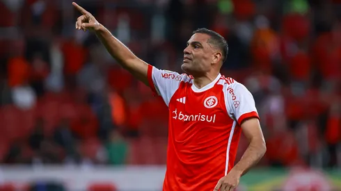 Gabriel Mercado jogador do Internacional comemora seu gol durante partida contra o Cuiabá no estádio Beira-Rio pelo campeonato Brasileiro A 2024.
