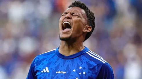Gabriel Veron jogador do Cruzeiro comemora seu gol durante partida contra o Corinthians no estadio Mineirao pelo campeonato Brasileiro A 2024.