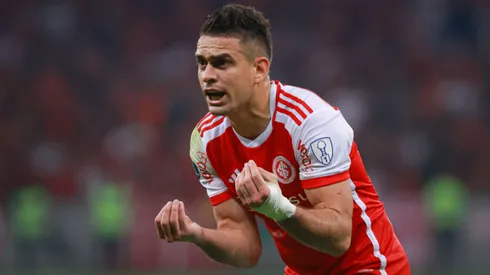 Rafael Borre jogador do Internacional durante partida contra o Rosario Central no estadio Beira-Rio pelo campeonato Copa Sul-Americana 2024.