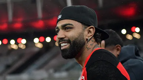 Gabigol, durante a partida entre Flamengo x Atlético, no Brasileirão Betano