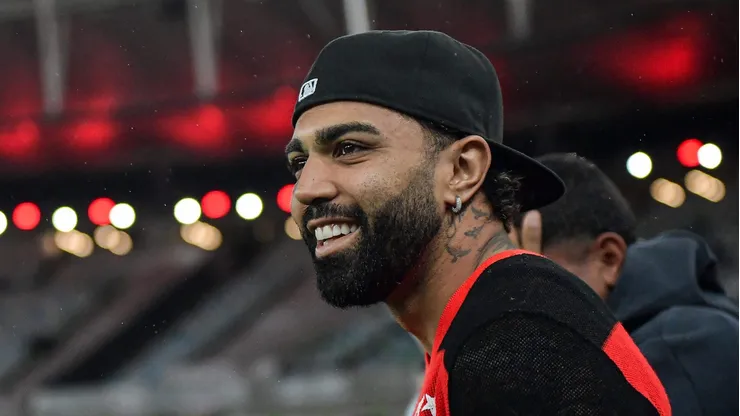 Gabigol, durante a partida entre Flamengo x Atlético, no Brasileirão Betano