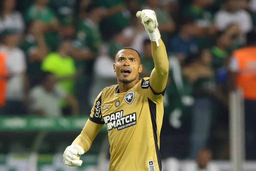 SP – SAO PAULO – 26/11/2024 – BRASILEIRO A 2024, PALMEIRAS X BOTAFOGO – Gregore, John jogadores do Botafogo comemora seu gol com jogadores do seu time durante partida contra o Palmeiras no estadio Arena Allianz Parque pelo campeonato Brasileiro A 2024. Foto: Joisel Amaral/AGIF