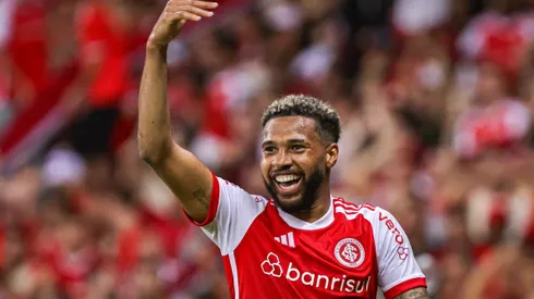 Wesley jogador do Internacional comemora seu gol durante partida contra o Criciuma no estadio Beira-Rio pelo campeonato Brasileiro A 2024.
