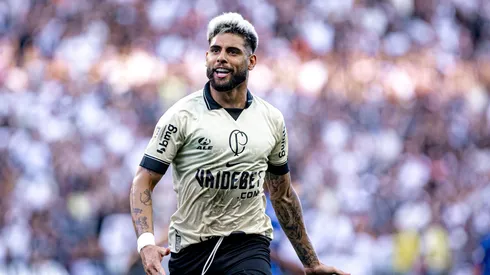 Yuri Alberto jogador do Corinthians comemora seu gol durante partida contra o Santo Andre no estadio Arena Corinthians pelo campeonato Paulista 2024.