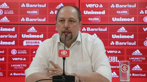 Coletiva do presidente Alessandro Barcellos e do vice-presidente de futebol João Patrício Hermann. Foto: Ricardo Duarte/Internacional