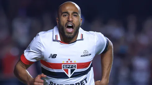 Lucas Moura jogador do São Paulo comemora seu gol durante partida contra o Botafogo no estádio Morumbi pelo campeonato Brasileiro A 2024. Foto: Marcello Zambrana/AGIF