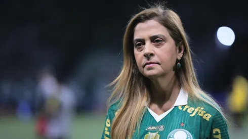 Leila Pereira, presidente do Palmeiras, durante partida contra o Flamengo, pela Copa do Brasil.