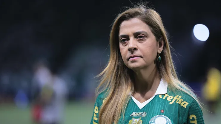 Leila Pereira, presidente do Palmeiras, durante partida contra o Flamengo, pela Copa do Brasil.