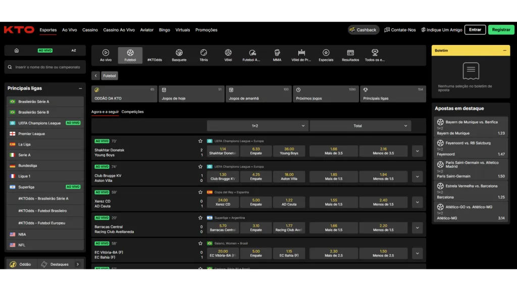 Captura de tela mostrando os eventos disponíveis no site da KTO.