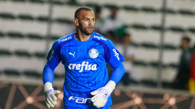 Weverton, jogador do Palmeiras, durante aquecimento antes da partida (Foto: Luiz Erbes/AGIF)