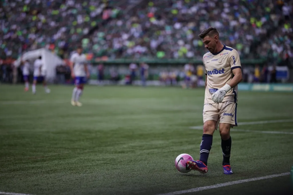 Joao Ricardo goleiro do Fortaleza durante partida contra o Palmeiras no Allianz Parque pelo campeonato Brasileiro A 2024. Foto: Ettore Chiereguini/AGIF