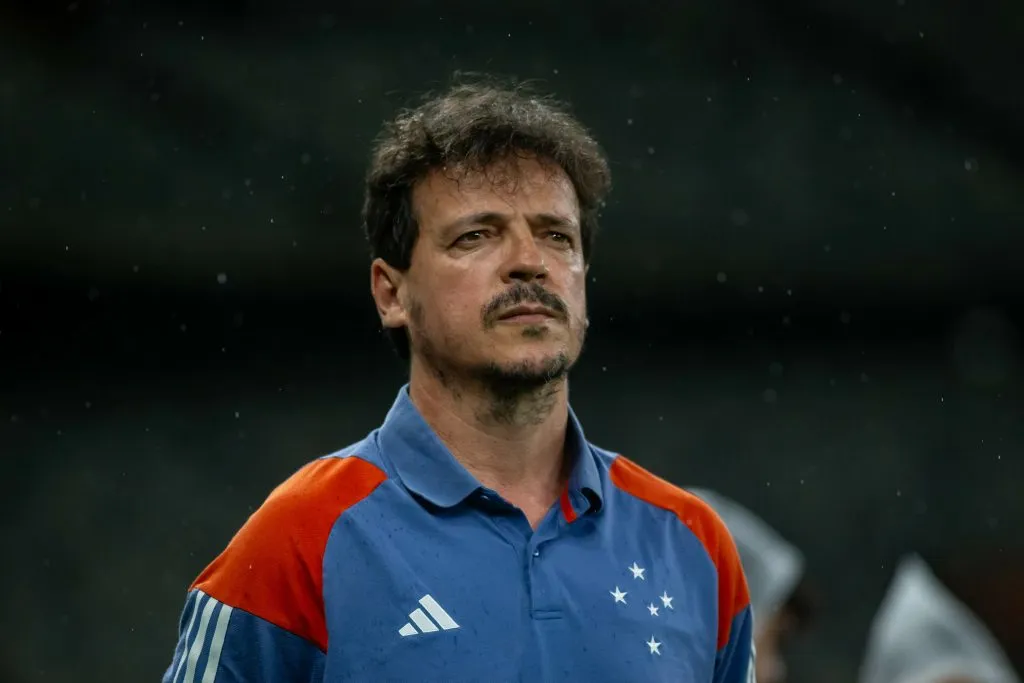 Fernando Diniz durante partida contra o Palmeiras no Campeonato Brasileiro A 2024. Foto: Fernando Moreno/AGIF