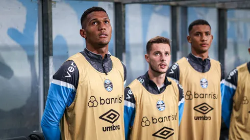 Adriel goleiro do Gremio ficou na reserva durante partida contra o ABC no estadio Arena do Gremio pelo campeonato Copa do Brasil 2023.
