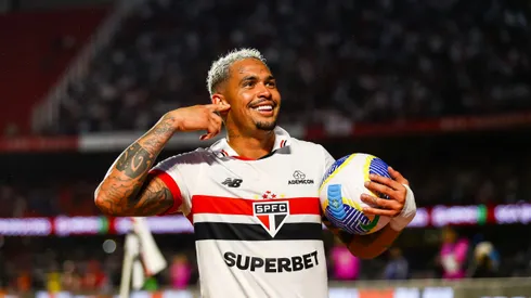 Luciano jogador do Sao Paulo comemora seu gol durante partida contra o Bahia no estadio Morumbi pelo campeonato Brasileiro A 2024.
