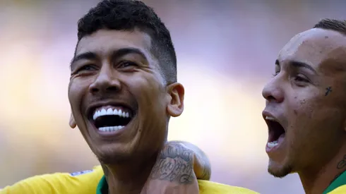 Roberto Firmino jogador do Brasil comemora seu gol durante partida contra o Peru no estadio Arena Corinthians pelo campeonato Copa America 2019.