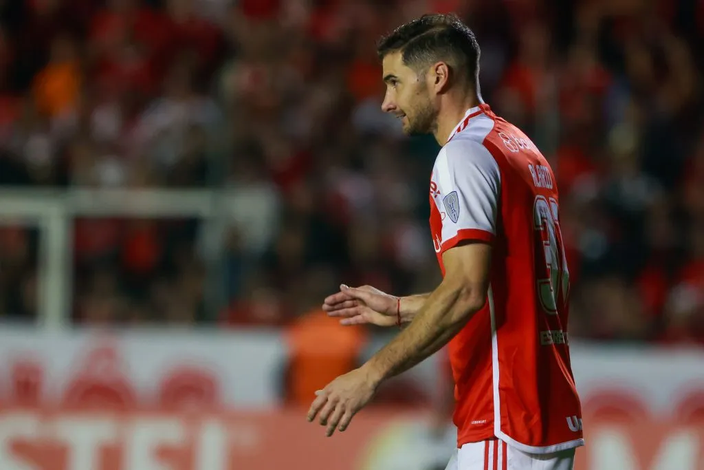 Lucas Alario jogador do Internacional durante partida contra o Delfin no  Alfredo Jaconi pelo campeonato Copa Sul-Americana 2024. Foto: Luiz Erbes/AGIF