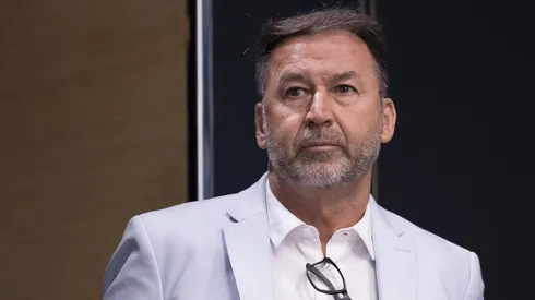 O presidente do Corinthians Augusto Melo durante apresentação oficial de Memphis Depay como jogador do Corinthians em coletiva de imprensa realizada no Arena Corinthians. Foto: Ettore Chiereguini/AGIF