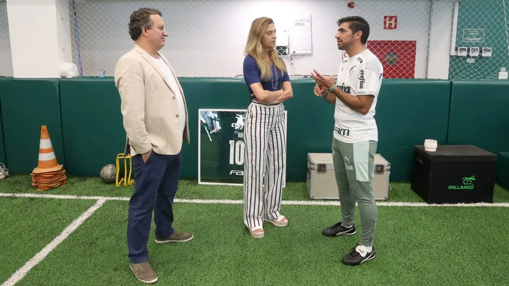 Leila Pereira e o técnico Abel Ferreira (Foto: Cesar Greco)