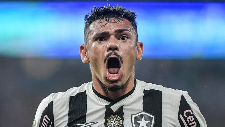Tiquinho Soares, jogador do Botafogo, comemora seu gol durante partida contra o Criciúma (Foto: Thiago Ribeiro/AGIF)