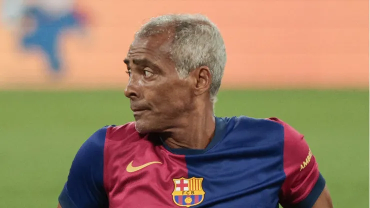 Romário, ex-jogador do Flamengo, durante partida beneficente.