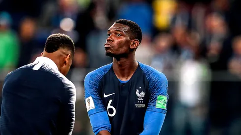 Pogba, da Franca comemorando vitória ao final da partida contra o Belgica no estadio Sao Petesburgo pelo campeonato Copa do Mundo 2018. Foto: Ale Cabral/AGIF