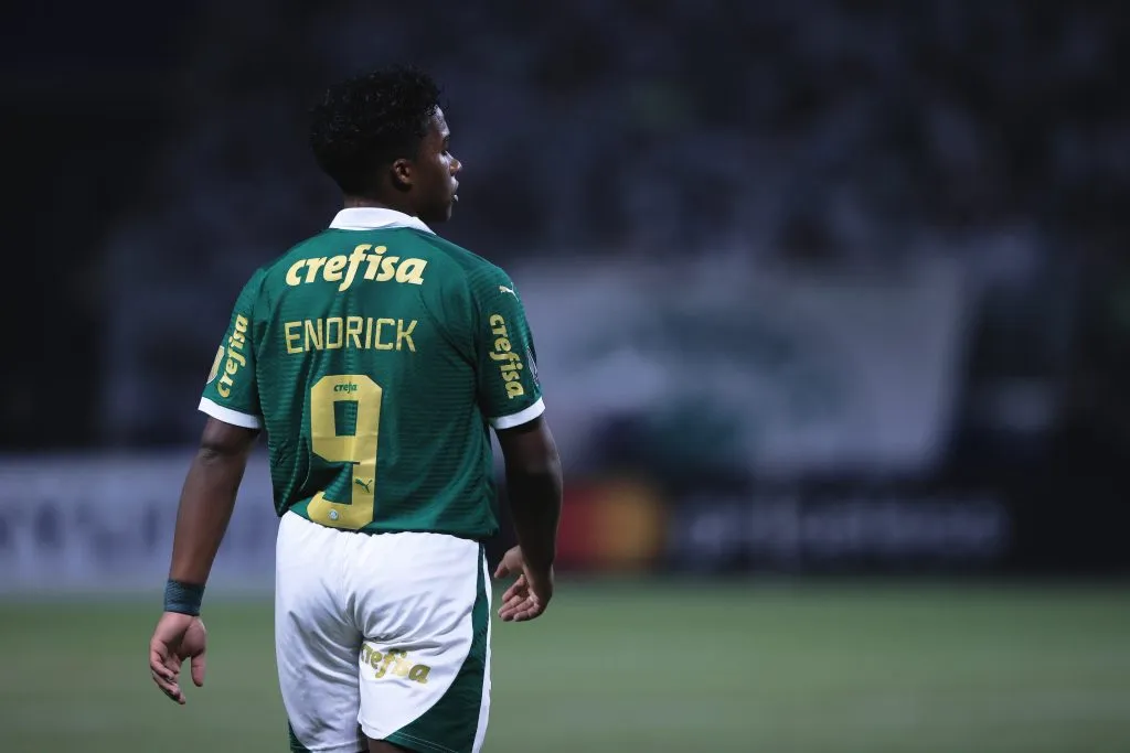 Endrick jogador do Palmeiras durante partida contra o Liverpool – URU no estadio Arena Allianz Parque pelo campeonato Copa Libertadores 2024. Foto: Ettore Chiereguini/AGIF