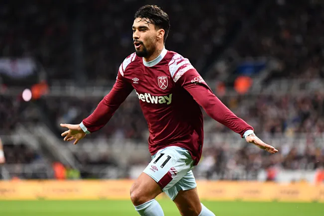 Lucas Paquetá comemorando gol pelo West Ham – (Photo by Richard Sellers/Getty Images)